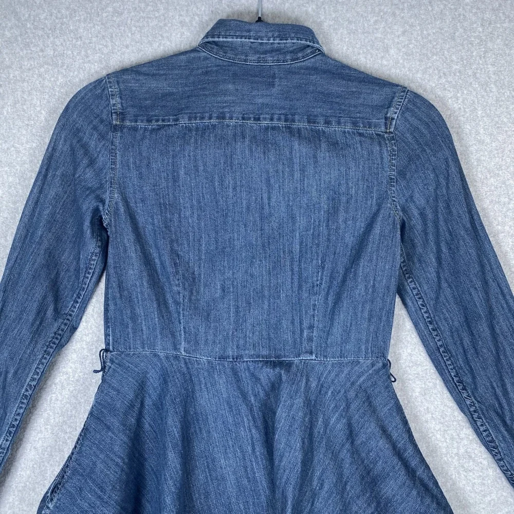Ralph Lauren Denim Shirt Dress Girls 12 Blue Long Sleeve Fit & Flare Pony Logo